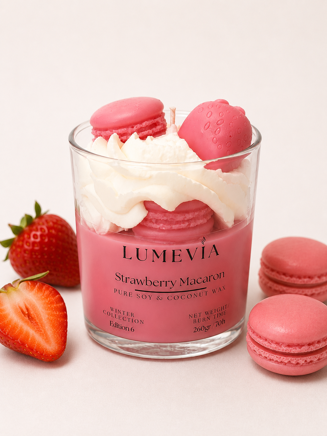 Candle Strawberry Macaron